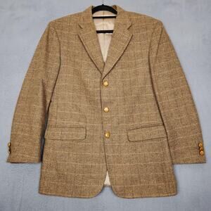 Personal Choice Blazer Mens Small 38 Brown Tweed Wool Houndstooth Lambswool